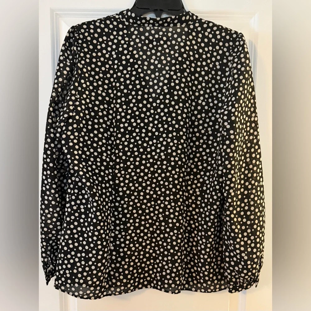 Izod Black and White Polka Dot Blouse - Picture 6 of 7